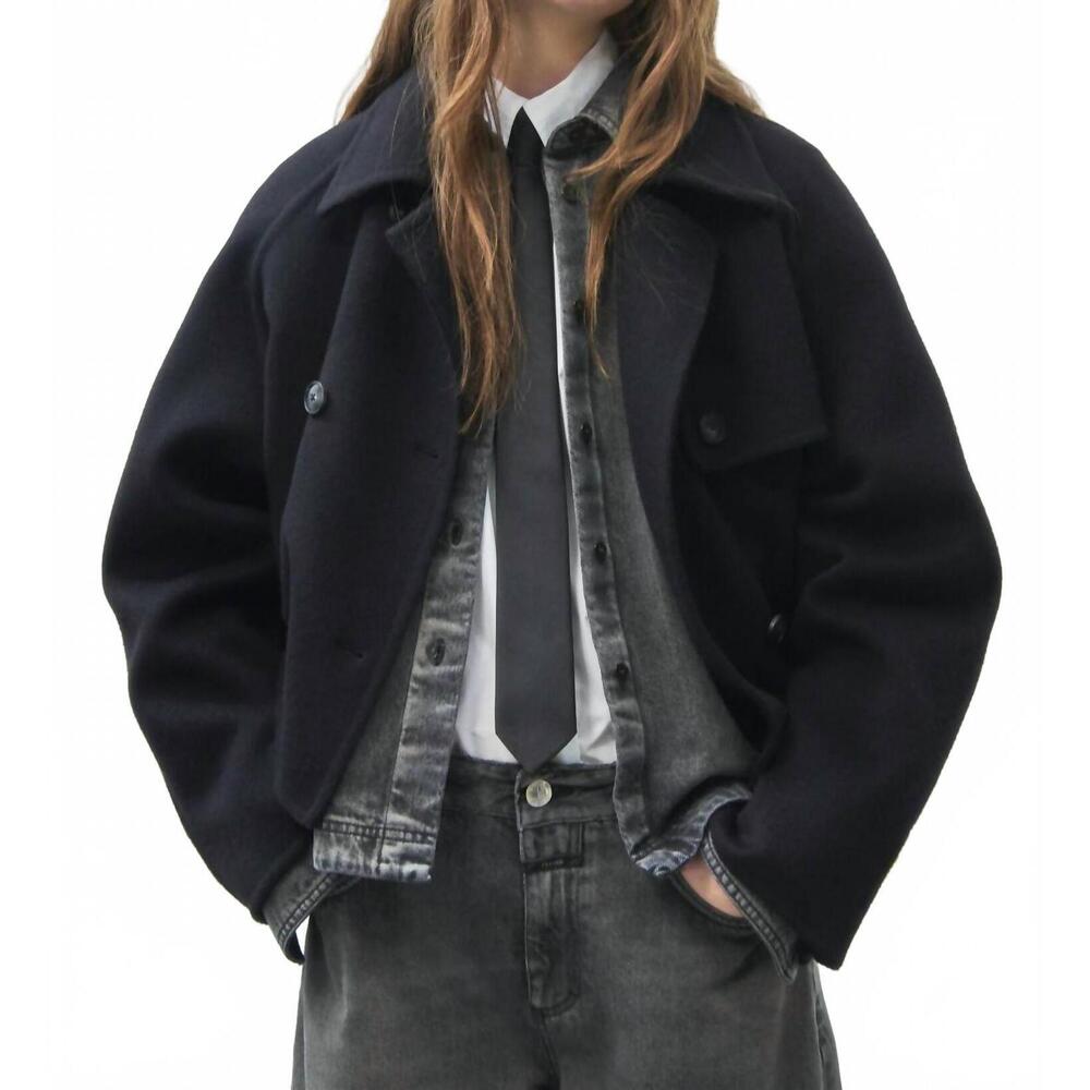 NEW CLOSED cropped trench coat in black